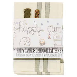 Happy Campers Embroidered Dishtowel Kit