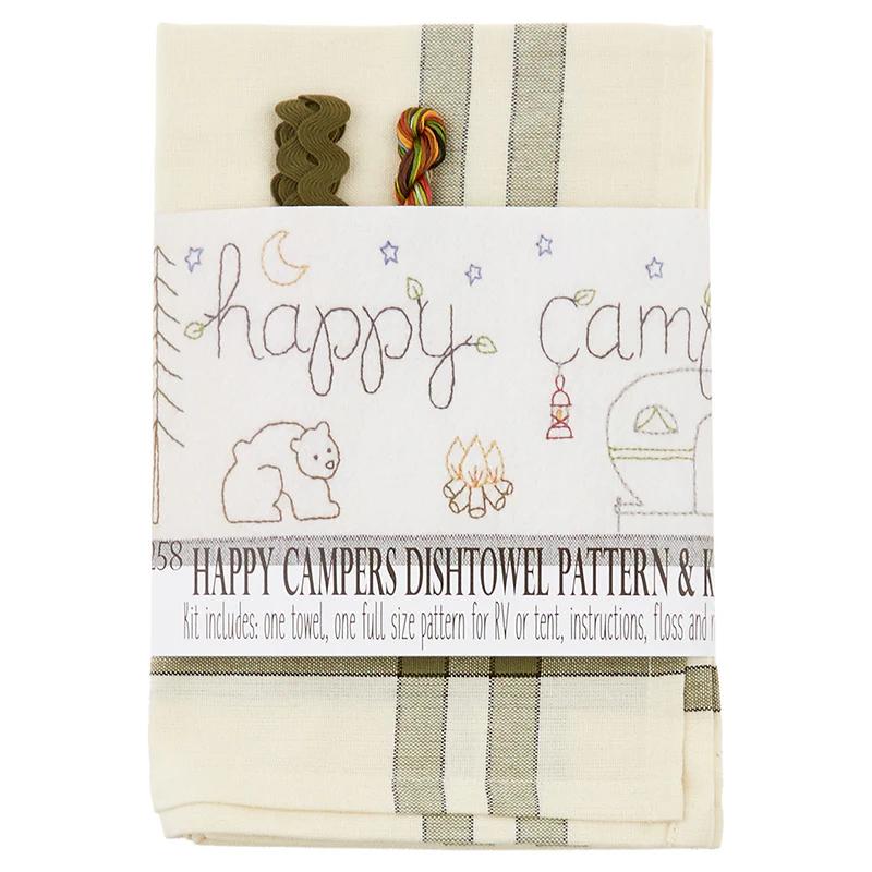 Happy Campers Embroidered Dishtowel Kit