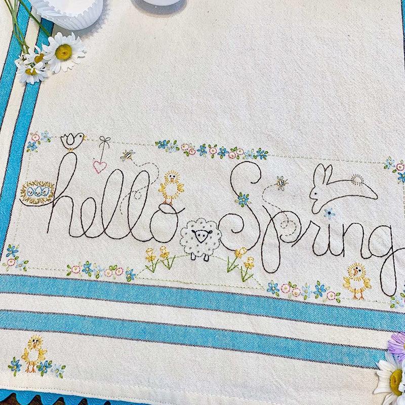 Hello Spring Embroidered Dishtowel Kit