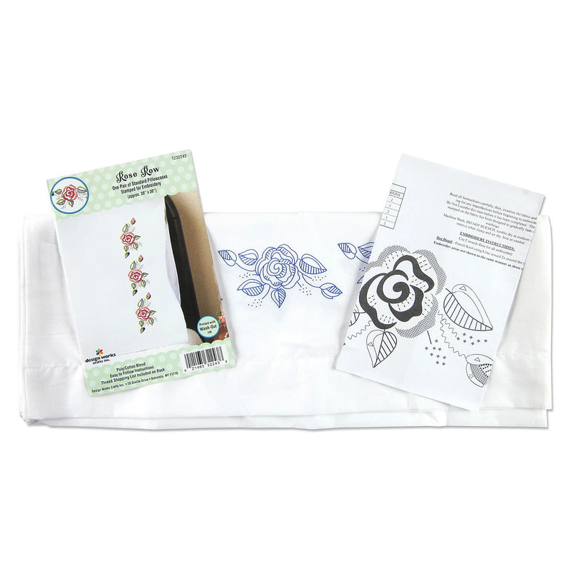 Rose Row Embroidery Pillowcase Set