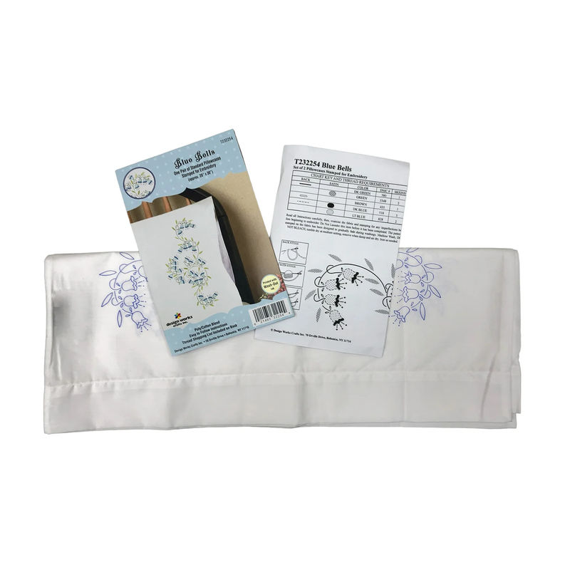 Blue Bells Embroidery Pillowcase Set