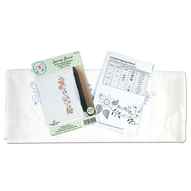 Spring Floral Embroidery Pillowcase Set