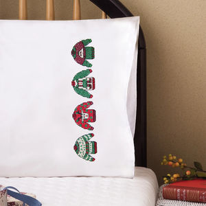 Christmas Sweaters Embroidery Pillowcase Set