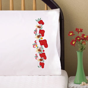 Christmas Stockings Embroidery Pillowcase Set