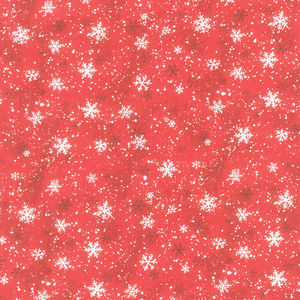 Winter Forest - Snowflake Toss Red Yardage