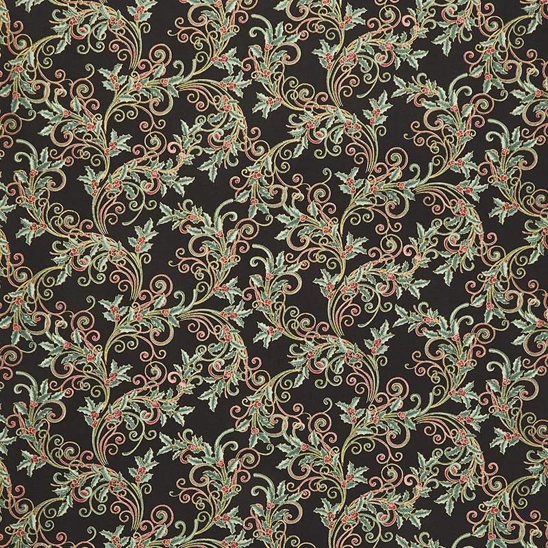 Winter Elegance - Winter Leaf Scroll Black Metallic Yardage