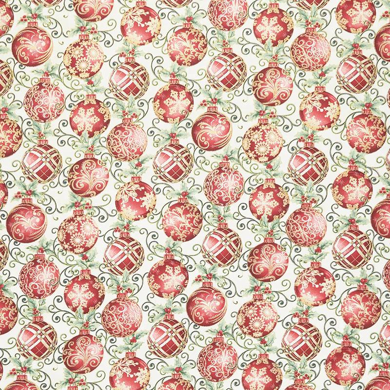 Winter Elegance - Elegant Ornaments Natural Metallic Yardage