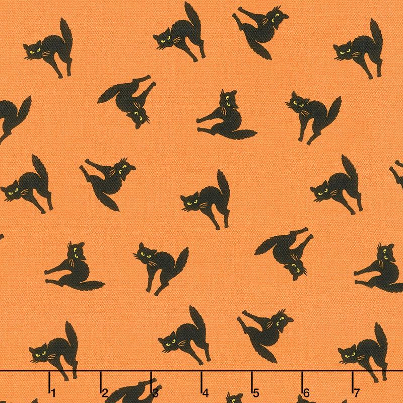 Witchypoo - Black Cats Orange Yardage
