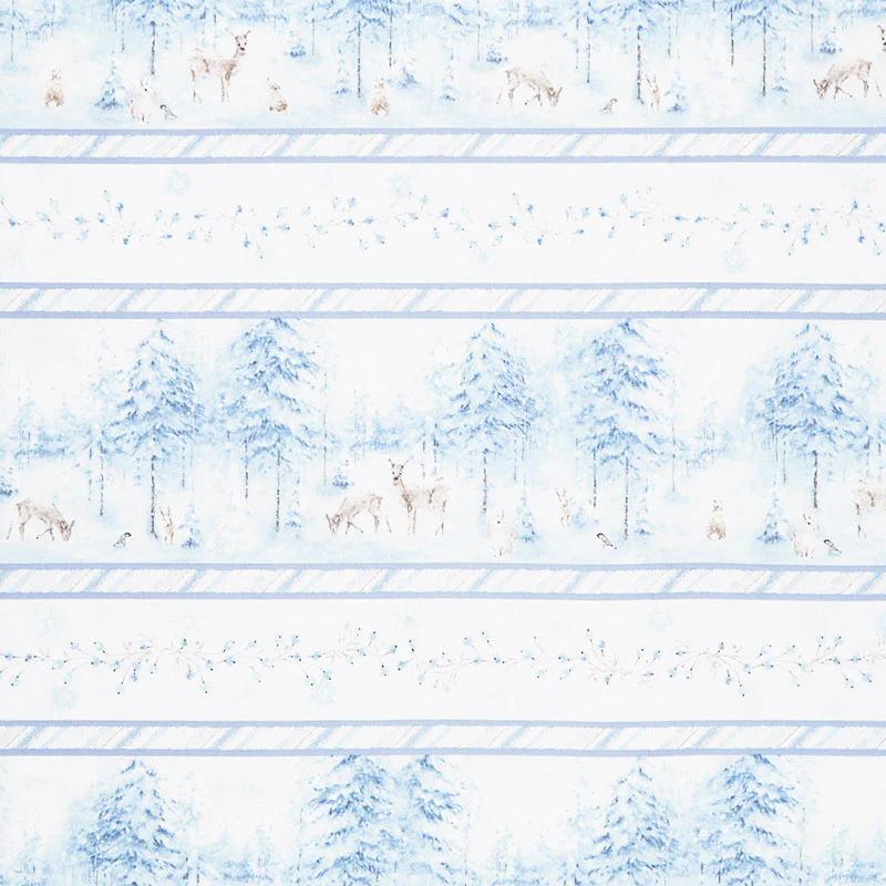 Woodland Frost - Forest Animals Repeating Stripe Multi Yardage