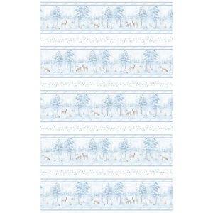 Woodland Frost - Forest Animals Repeating Stripe Multi Yardage