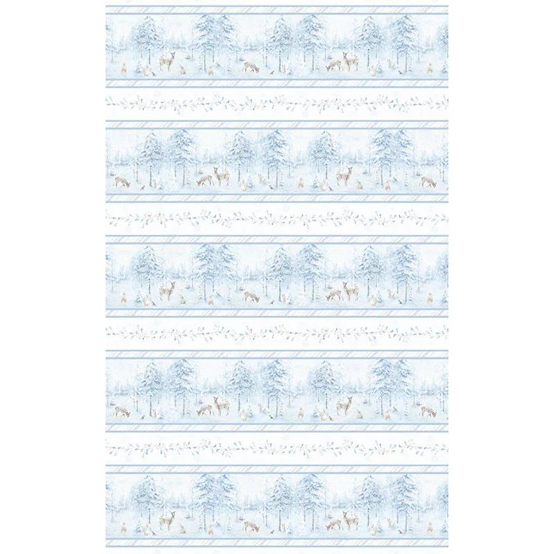 Woodland Frost - Forest Animals Repeating Stripe Multi Yardage