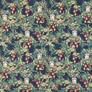 Winter Hollow - Greenery Navy Yardage