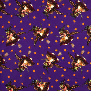 Witchful Thinking - Flying Witch Purple Yardage