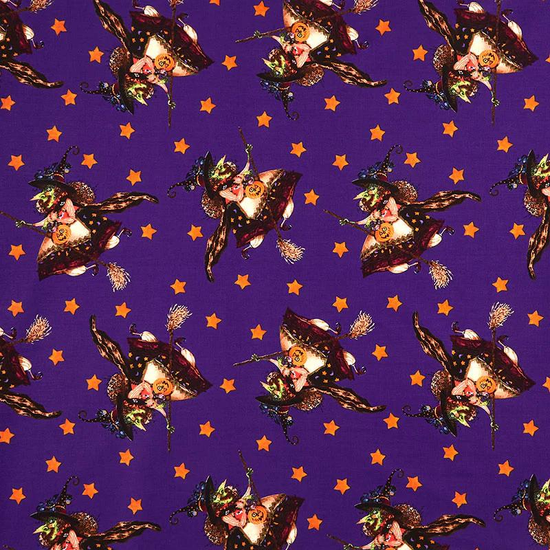 Witchful Thinking - Flying Witch Purple Yardage