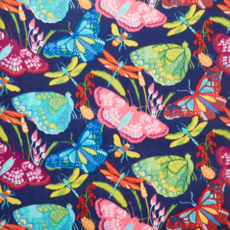 Winterfleece Prints - Fabric Butterfly Dance Navy Yardage