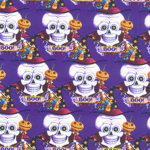 Witchful Thinking - Skulls Purple Yardage