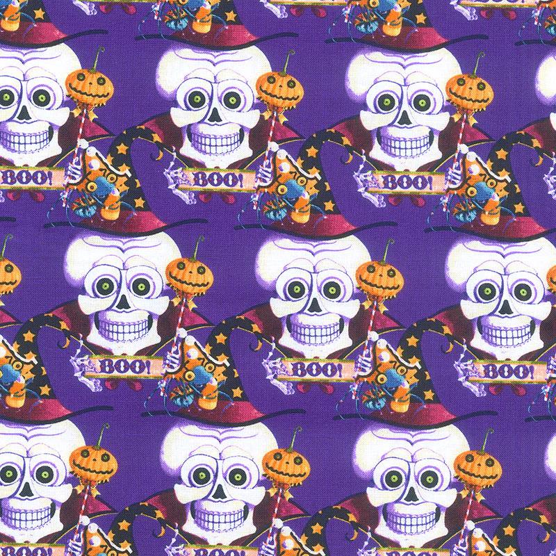 Witchful Thinking - Skulls Purple Yardage