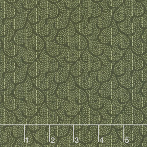 Woolies Heritage Flannel - Stitched Scroll Green Yardage