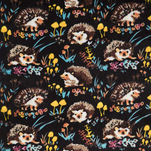 Winterfleece Prints - Hedgehogs Black Yardage