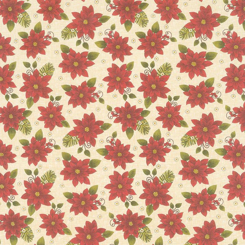 Winterberry - Winter Poinsettia Parchment Yardage
