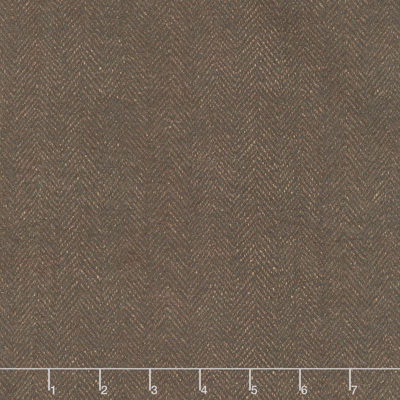 Woolies Flannel - Deep Brown Herringbone Yardage