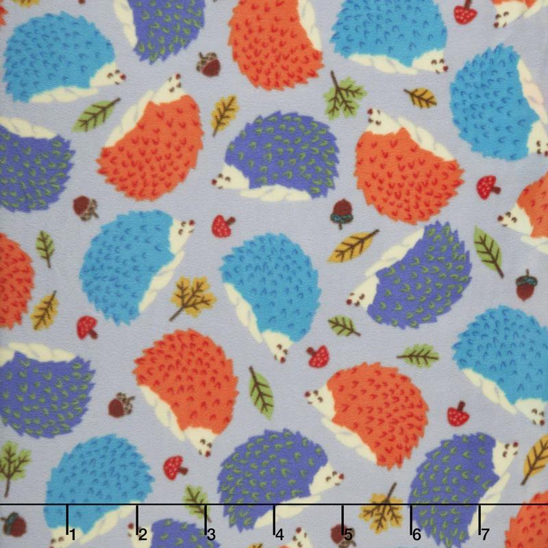 Winterfleece Prints Children - Hedgehogs Grey Yardage