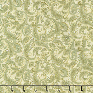 Winterberry - Winter Tonal Paisley Medium Green Yardage