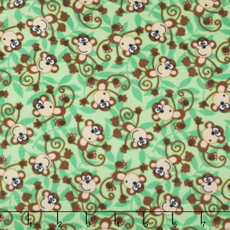 Winterfleece Prints Children - Monkeys Green Yardage