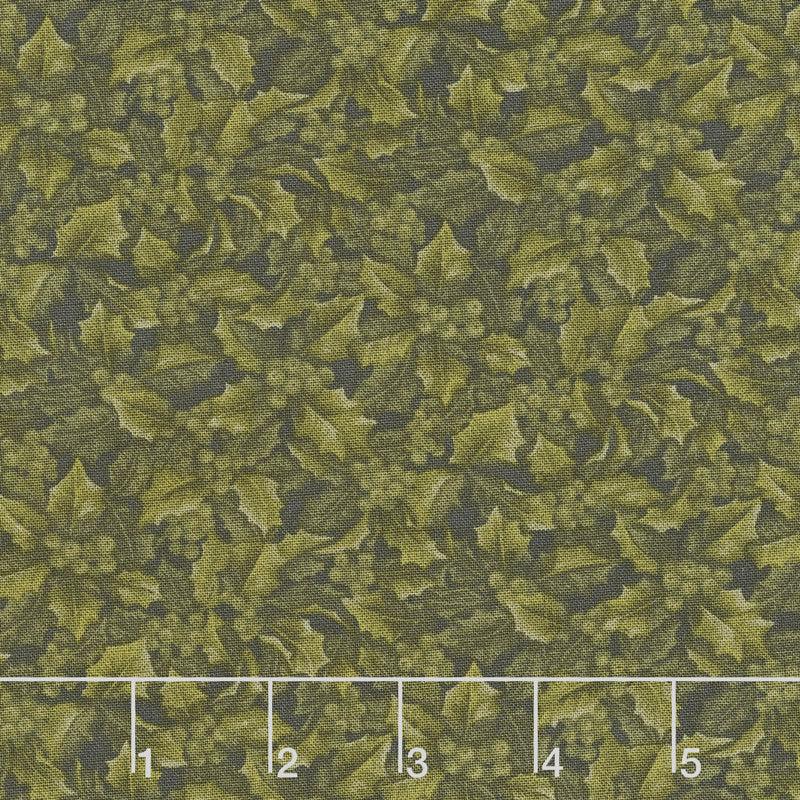 Winter Wonderland - Holly & Berries Tonal Green Yardage