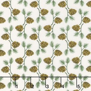 Winter Village - Pine Cone White Paper Yardage
