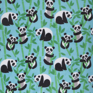 Winterfleece Prints Children - Pandas Turquoise Yardage