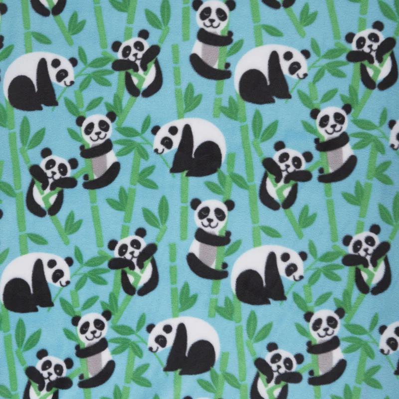Winterfleece Prints Children - Pandas Turquoise Yardage