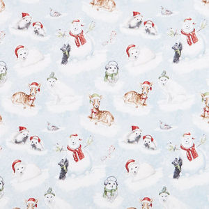 Woodland Friends - Tossed Animals Teal Yardage
