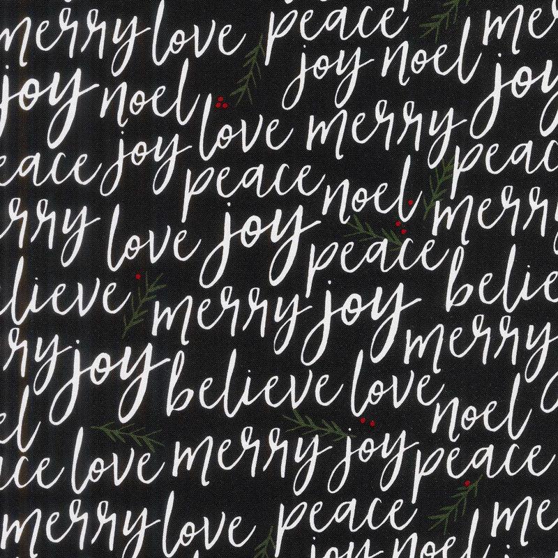 Winterberry - Text Black Yardage