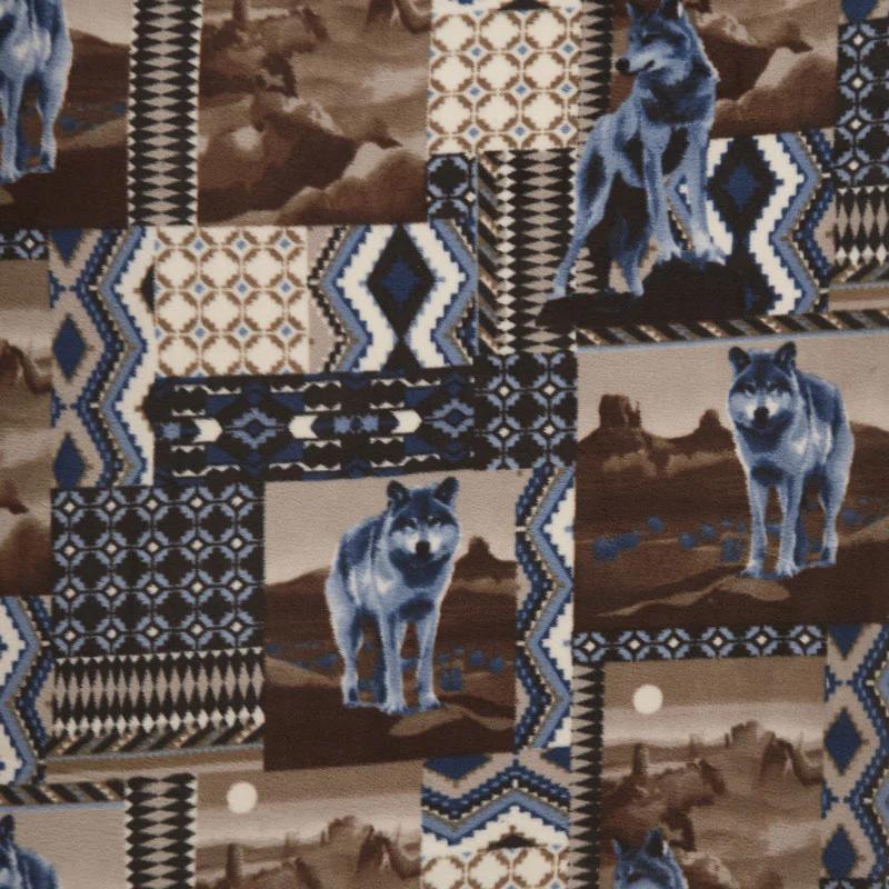 Winterfleece Prints Animals - Wolves Brown Yardage