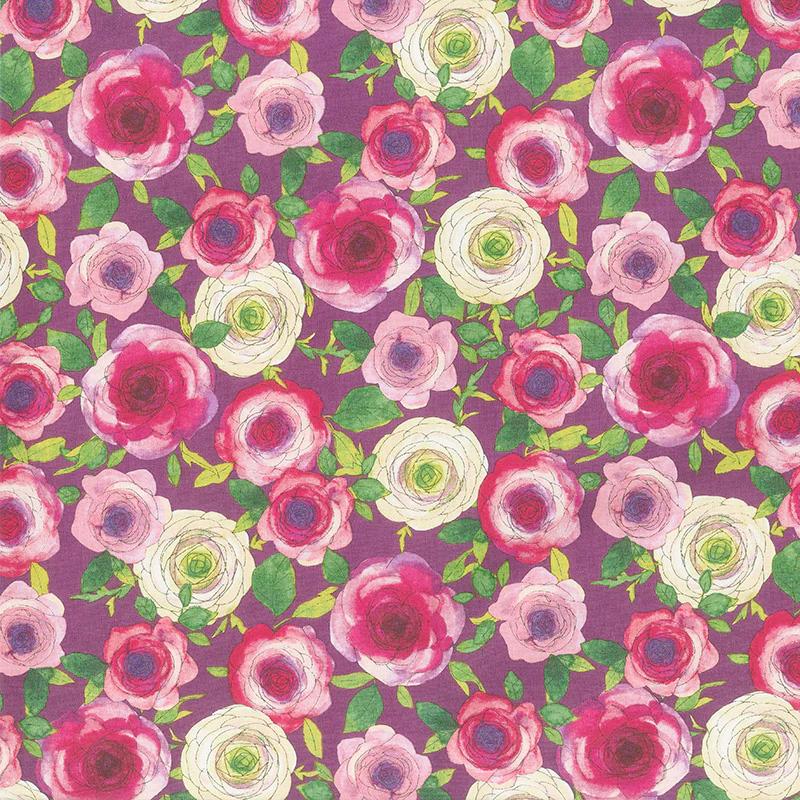 Radiance - Posies Eggplant Yardage