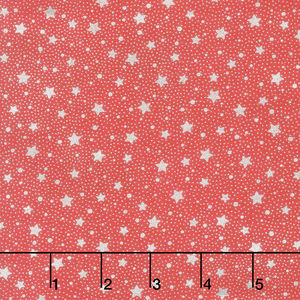 Holiday Flourish 13 - Silver Stars Scarlet Metallic Yardage