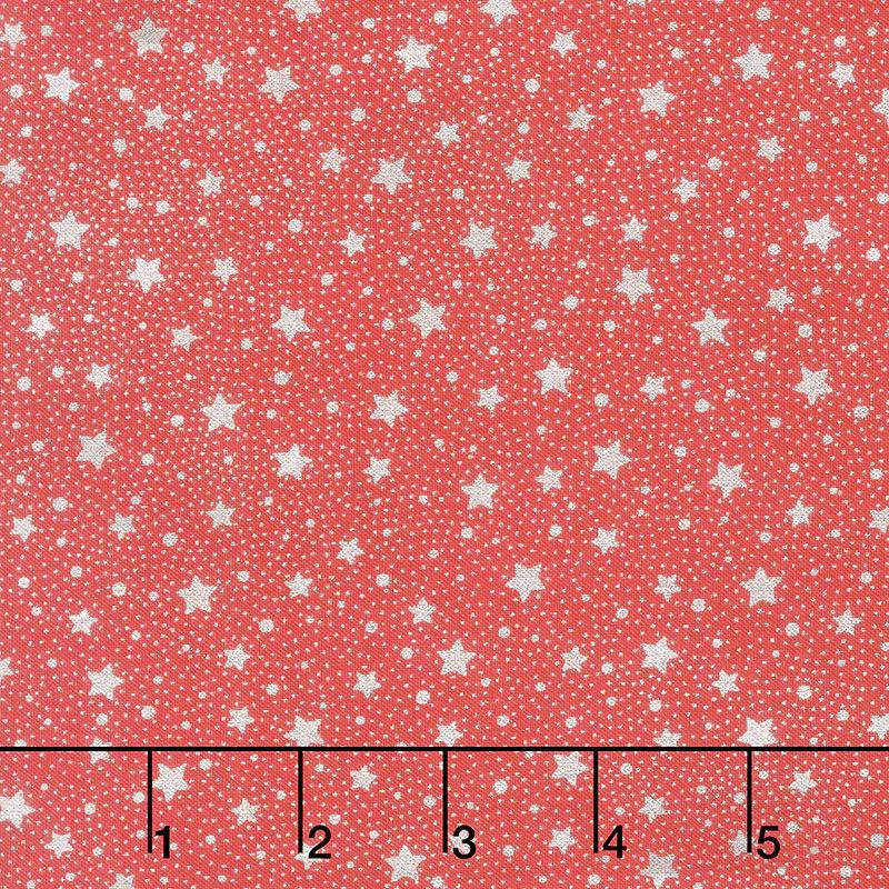 Holiday Flourish 13 - Silver Stars Scarlet Metallic Yardage