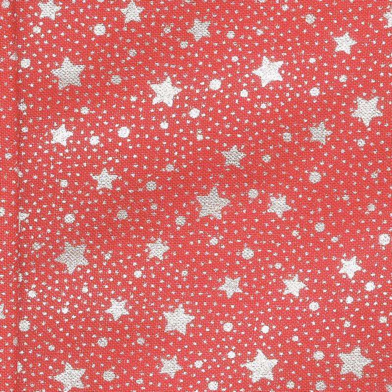 Holiday Flourish 13 - Silver Stars Scarlet Metallic Yardage