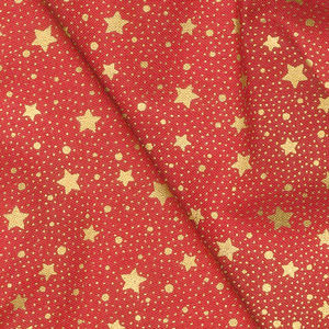 Holiday Flourish 13 - Holiday Stars Red Metallic Yardage