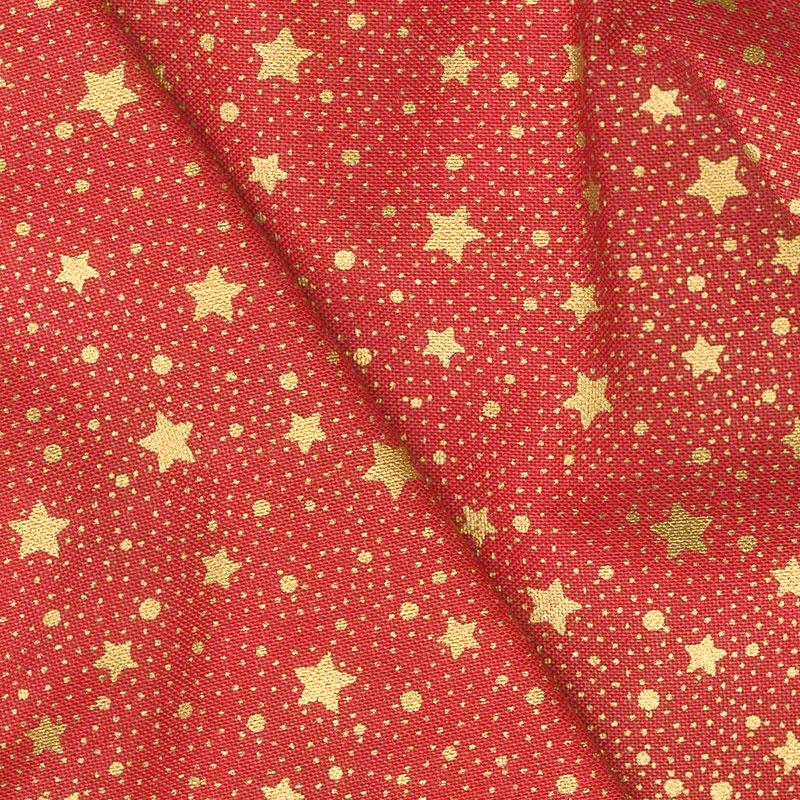 Holiday Flourish 13 - Holiday Stars Red Metallic Yardage