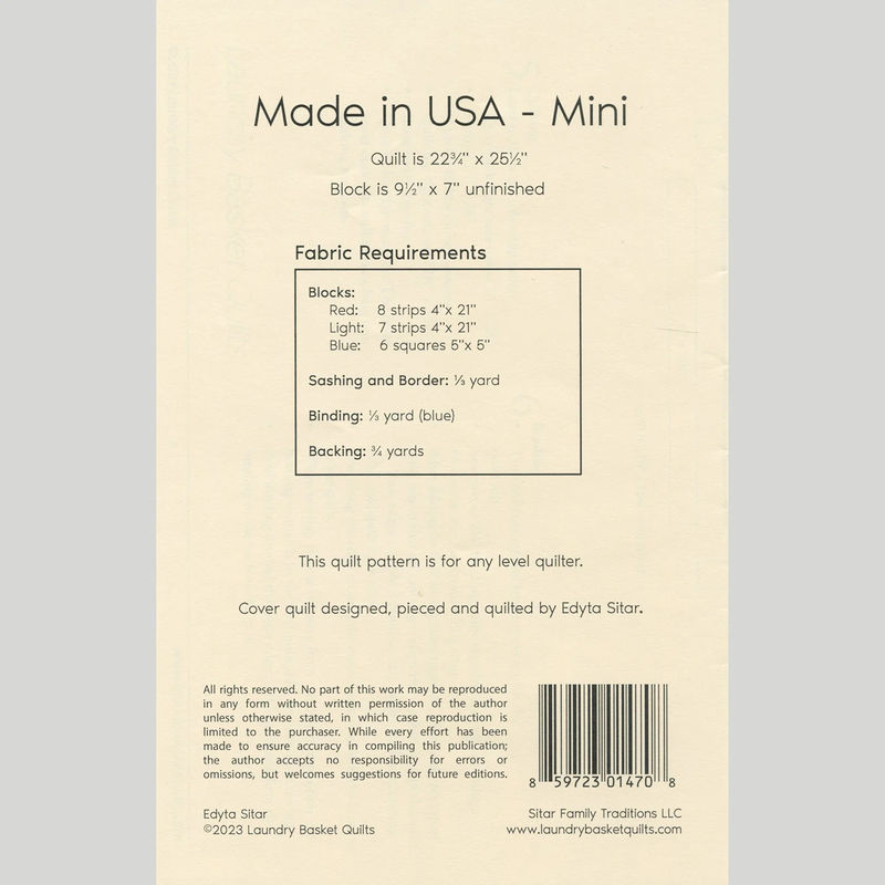 Made in the USA Mini Quilt Pattern