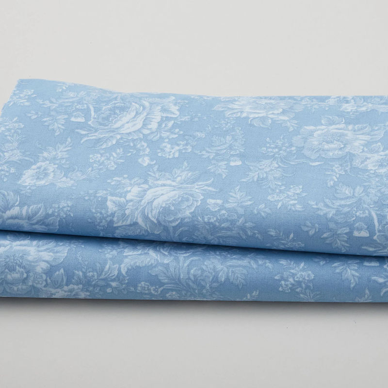 Fleur de Fleur - Tone on Tone Large Floral Smoky Blue 108" Wide 3 Yard Cut