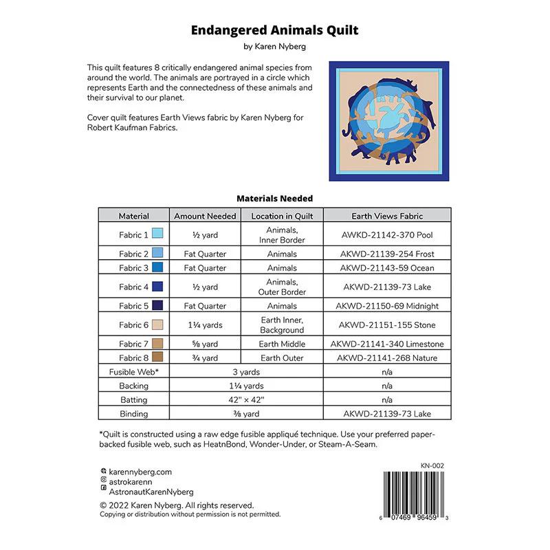 Endangered Animals Quilt Pattern