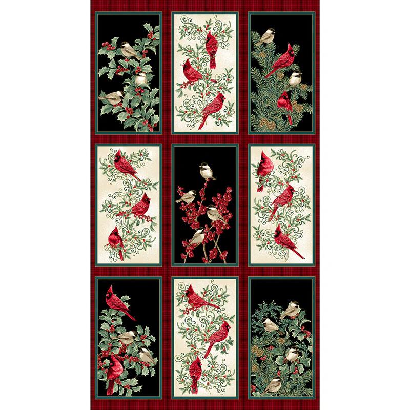 Winter Elegance Birds Multi Favorites Metallic Panel