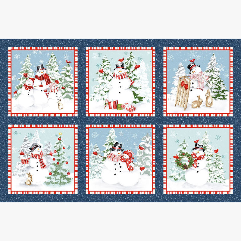 Bundle-Up - Snowman Blocks Multi Panel