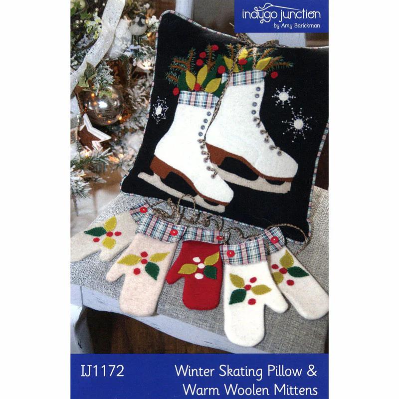 Winter Skating Pillow and Warm Woolen Mittens Pattern