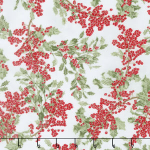 Winter White 3 - Winter Berries Winter Metallic Yardage