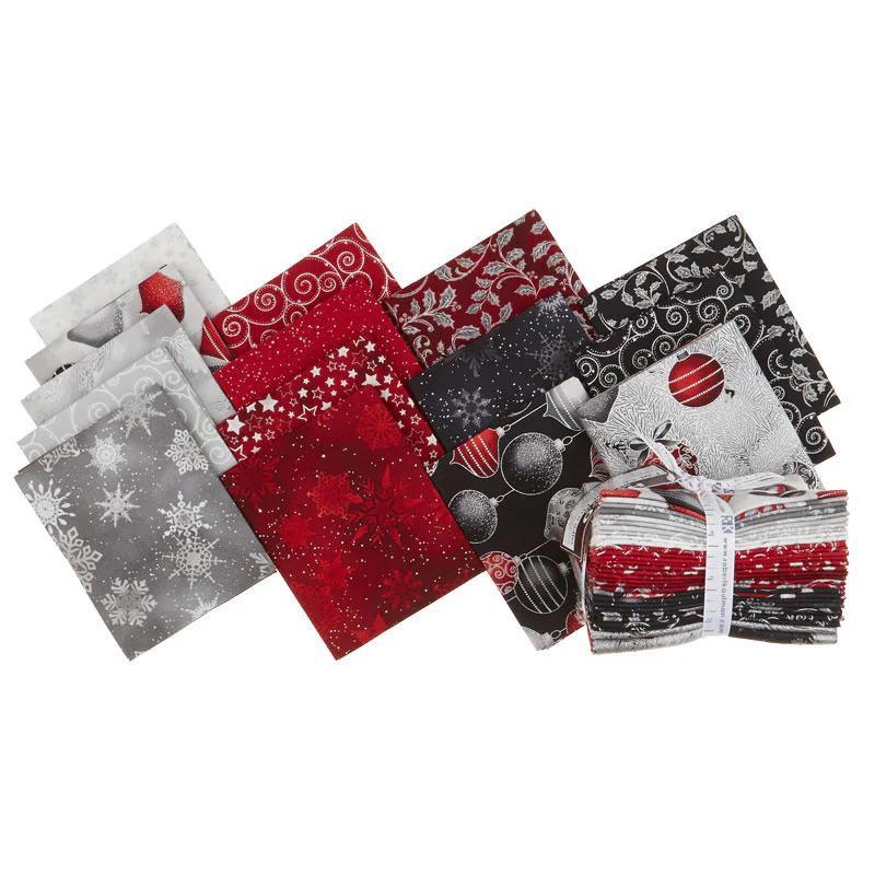 Winter's Grandeur 7 Scarlet Metallic Fat Quarter Bundle