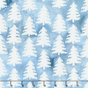 Winter Frost Batiks - Nordic Trees Frozen Pond Yardage